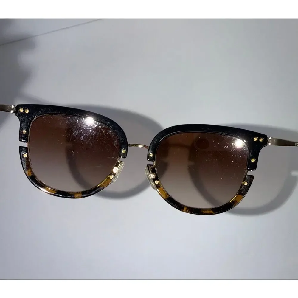 Tory Burch TY6073 178413 Cat Eye Sunglasses Black Tortoise Brown Gradient Lens